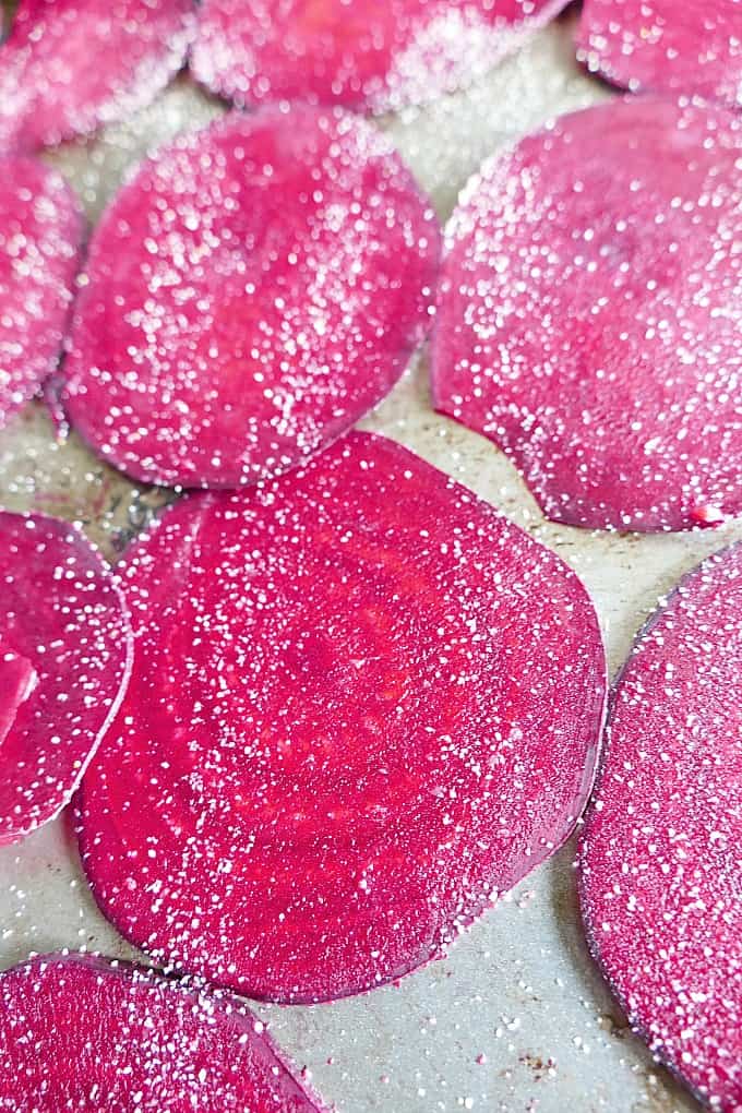 Baked Garlic Beet Chips