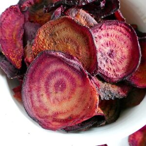 Vegan gluten-free beet chips that are a delicious and healthy snack!