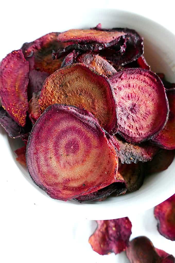 Baked Garlic Beet Chips