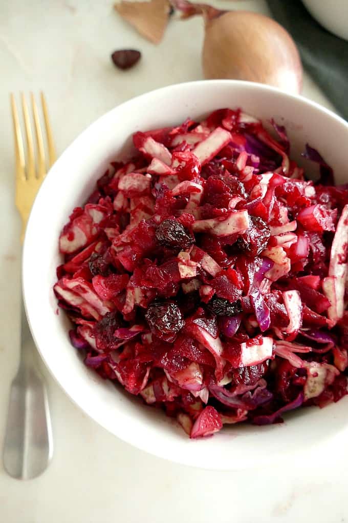 Vegan and paleo beet and cabbage slaw