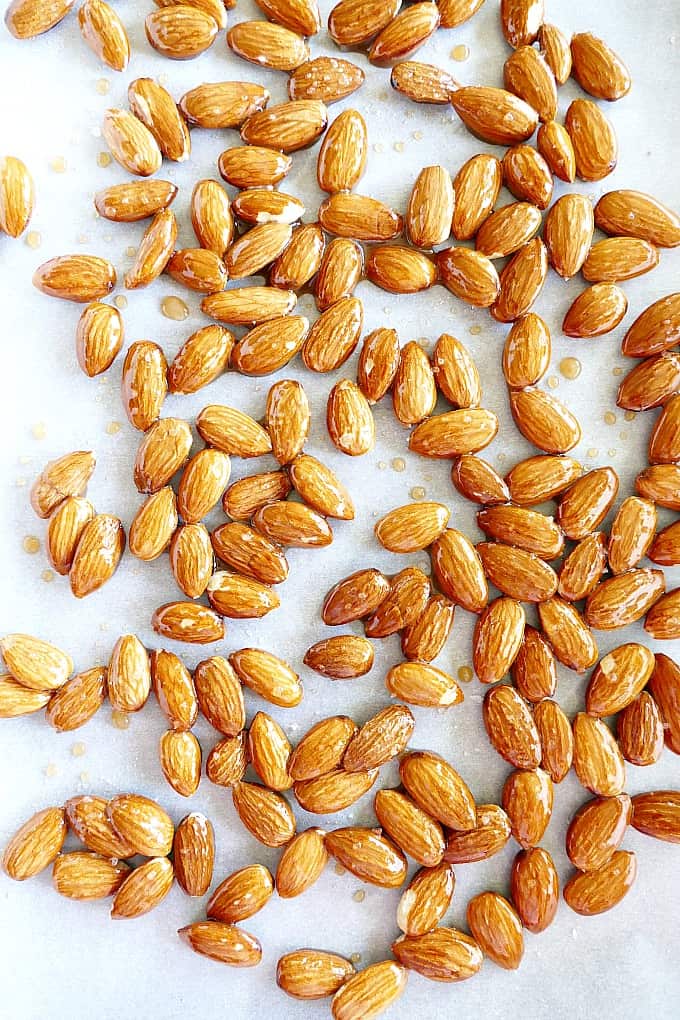 Vegan, gluten-free, and paleo maple roasted almonds