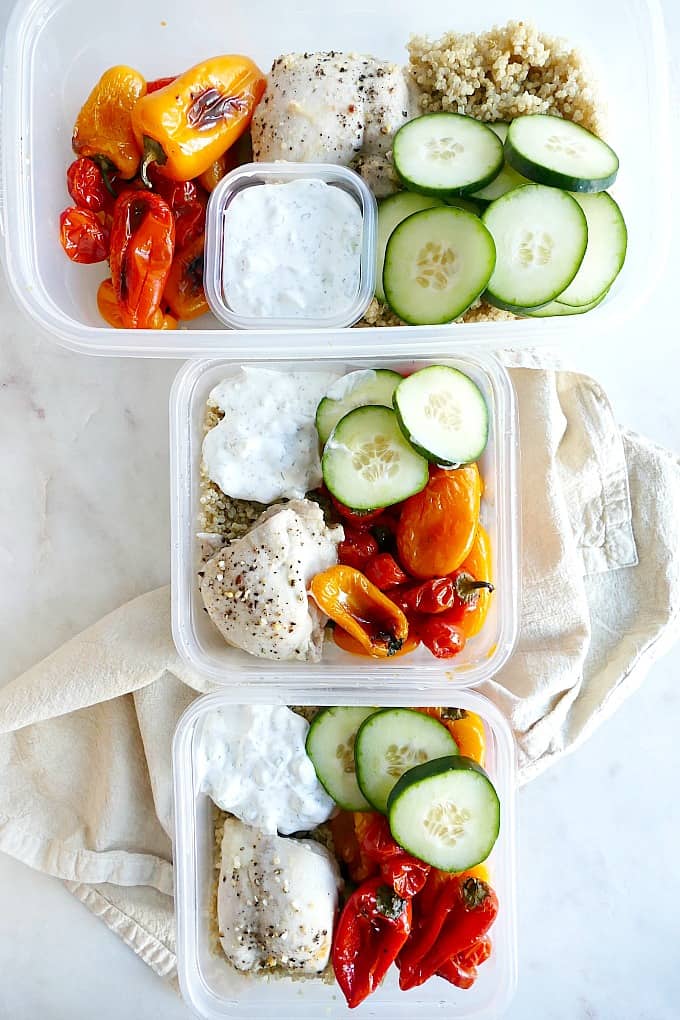 Greek Chicken Meal Prep Bowls - Green Healthy Cooking