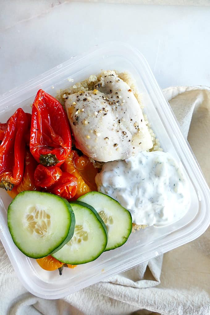 Easy greek chicken and veggie meal prep bowls