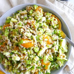 Winter salad with brussels sprouts and farro