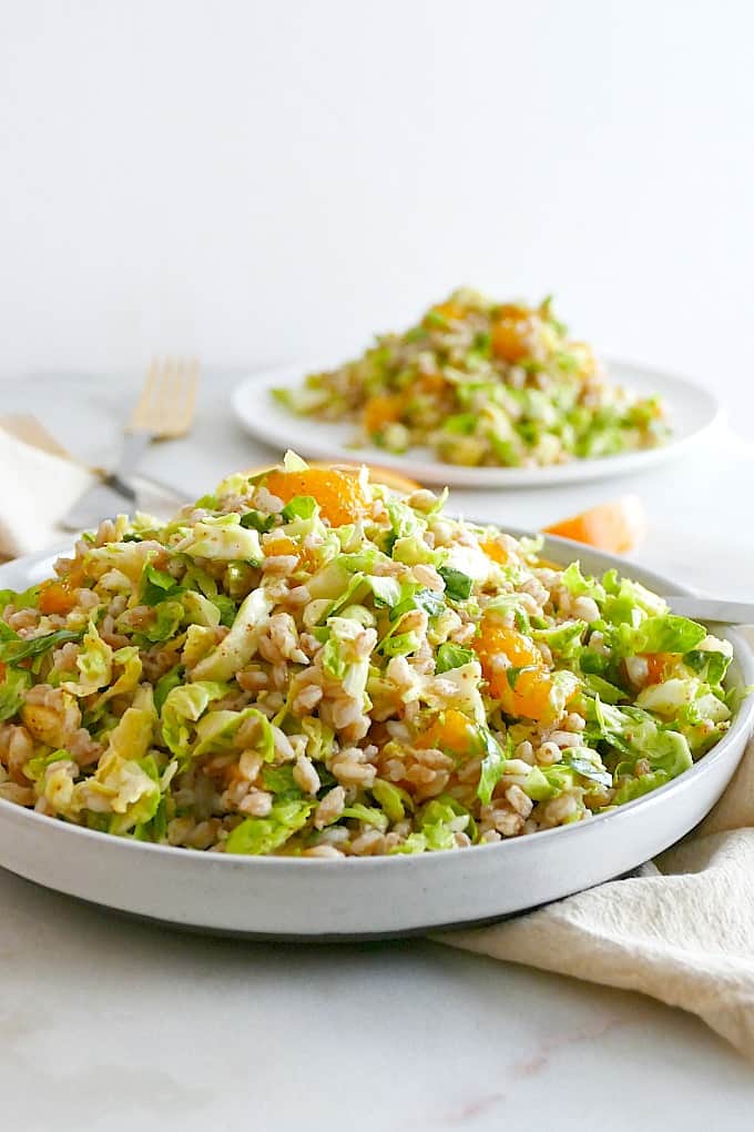 Winter Salad with Shaved Brussels and Farro
