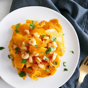 Garlic Lemon Butternut Squash Noodles and Shrimp