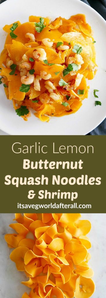 Garlic Lemon Butternut Squash Noodles and Shrimp