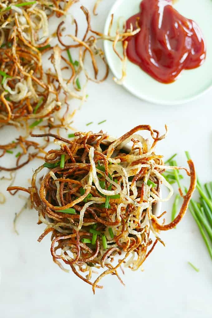 Baked Shoestring Fries with Fresh Chives