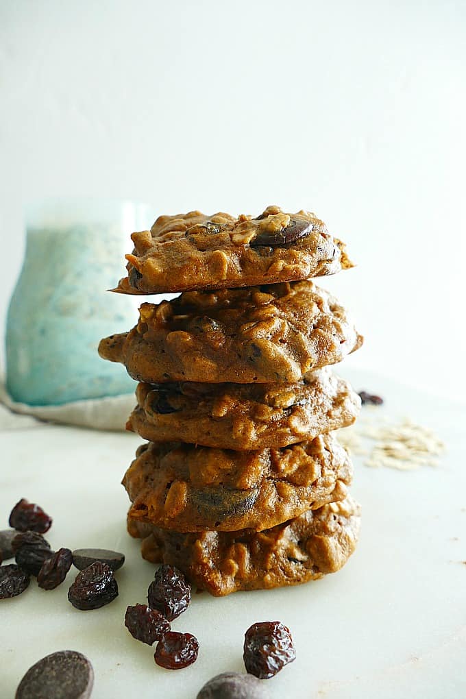 5 sweet potato cookies stacked on top of each other