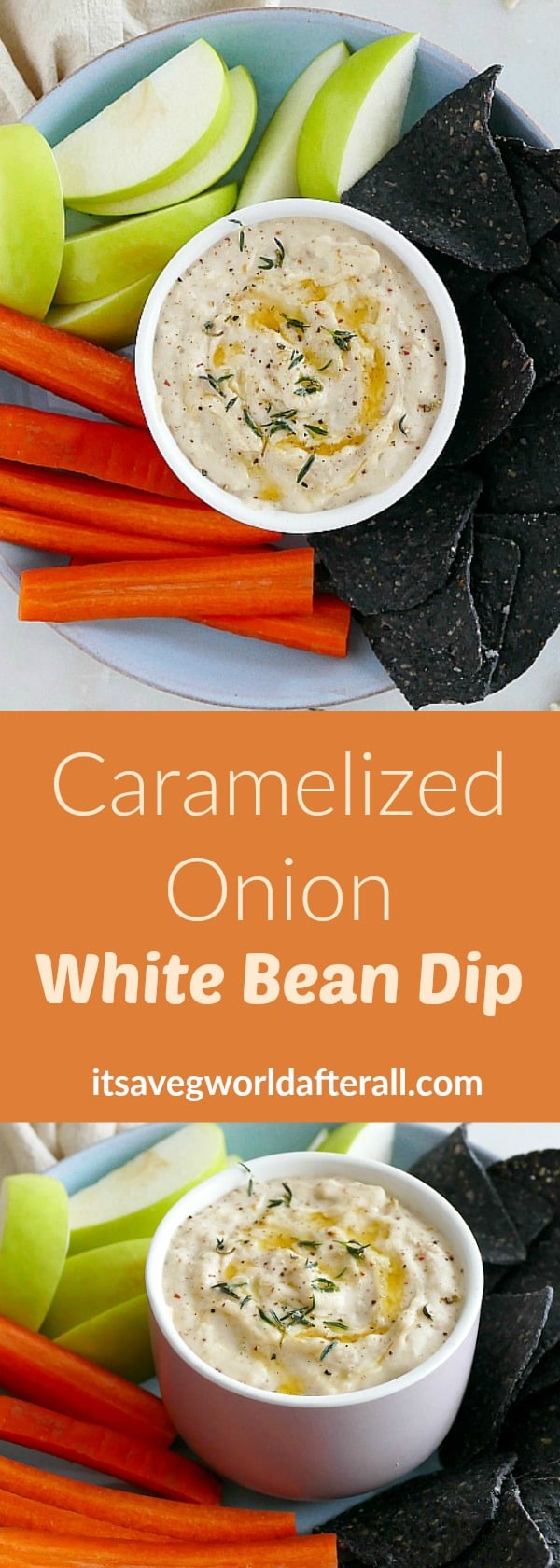 Caramelized Onion White Bean Dip - It's a Veg World After All®