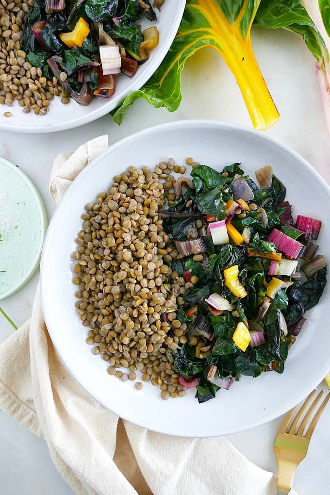Easy Swiss Chard and Lentils - It's a Veg World After All
