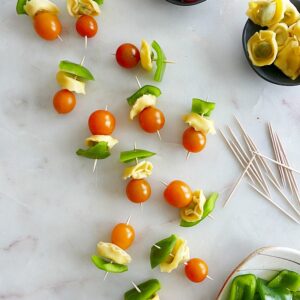 Lunchbox Tomato, Pepper and Tortellini Skewers