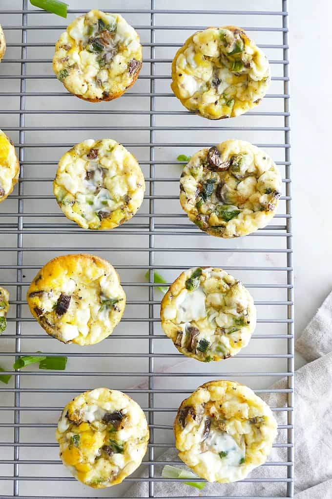 Healthy Breakfast Egg Muffins with Mushrooms and Scallions