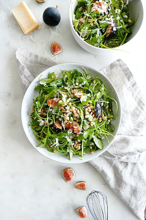 Fig and barley arugula salad