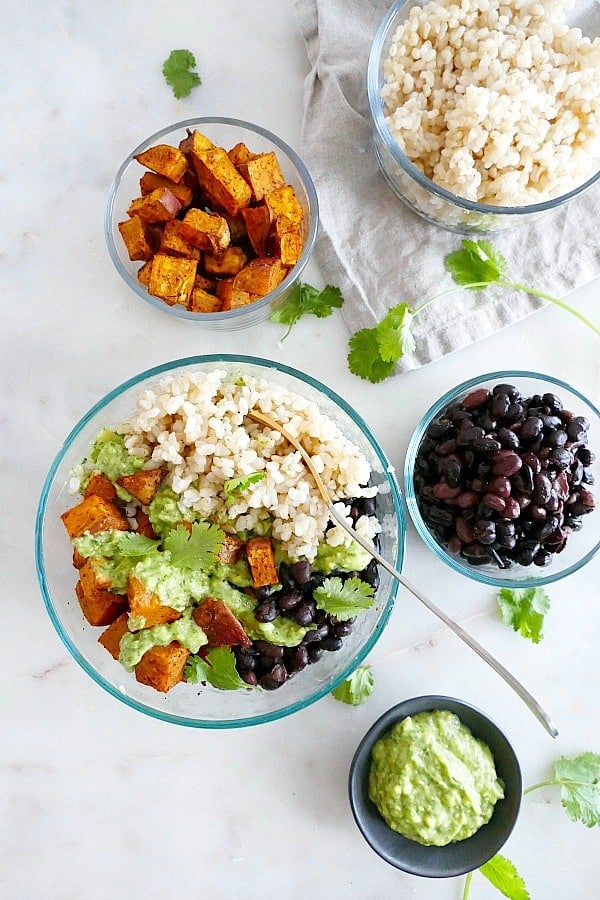 Grilled Veggie & Black Bean Meal Prep Bowls - Sweet Peas and Saffron