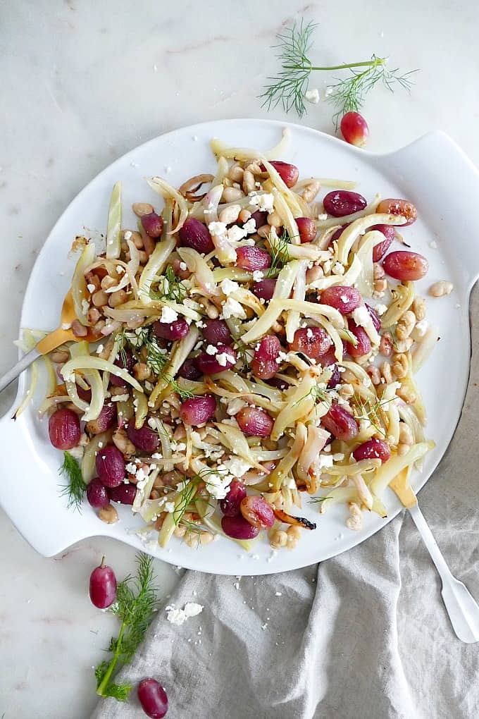 Roasted Fennel and Grapes with Feta