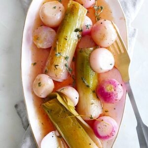 Braised Radishes and Leeks