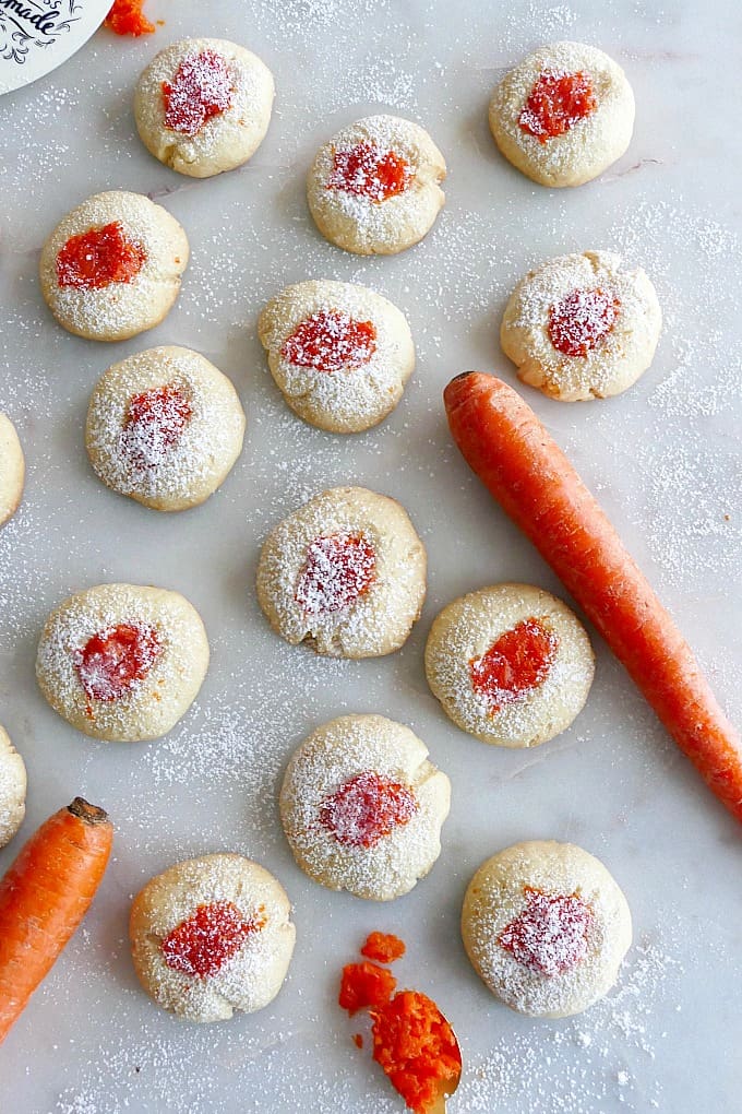 Classic Thumbprint Cookies with Carrot Jam