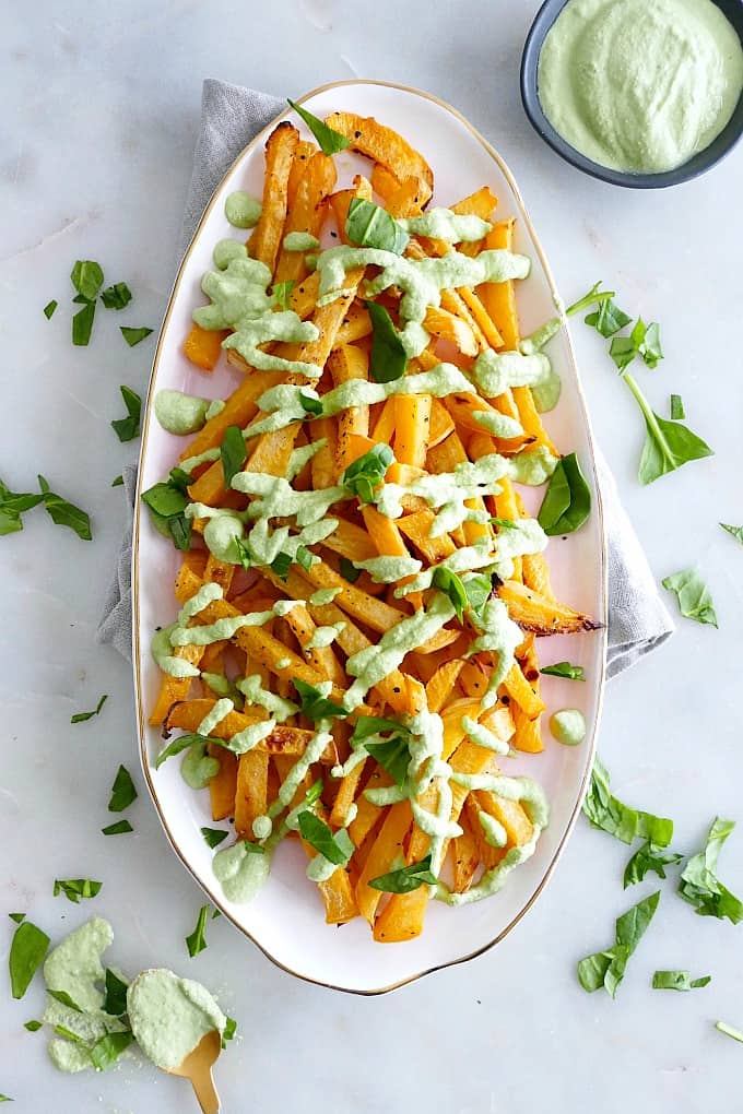 Rutabaga Fries with Zesty Cashew Dipping Sauce - It's a Veg World After ...