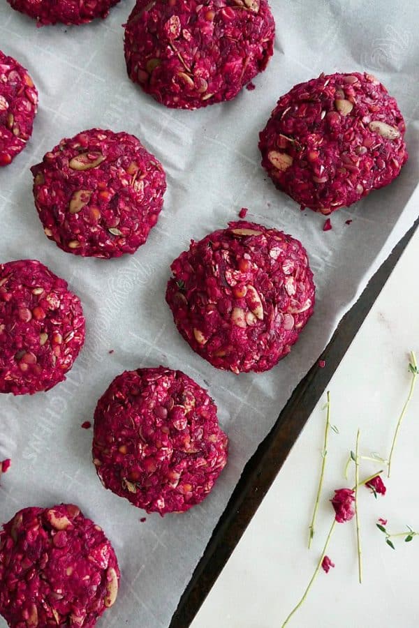 Beet and Green Lentil Cakes - It's a Veg World After All®