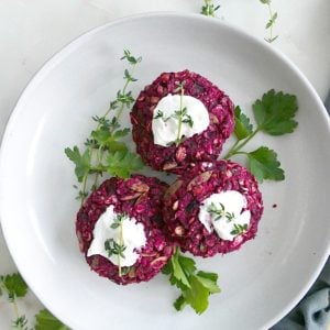 beet and green lentil cakes