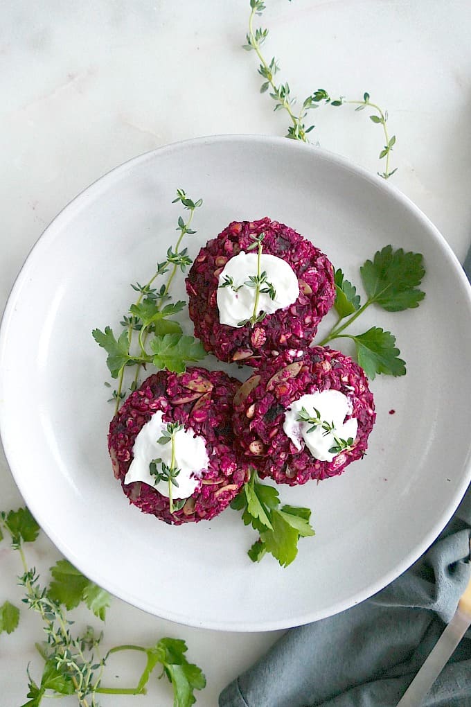 beet and green lentil cakes