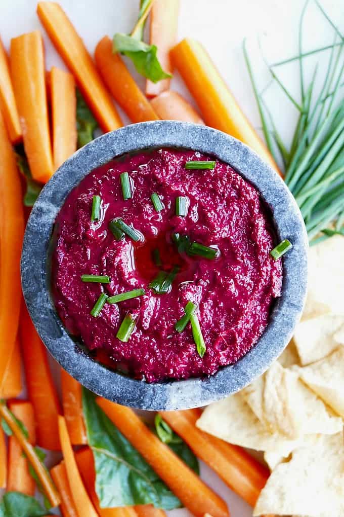 Swiss Chard Stem and Beet Tahini Dip - It's a Veg World After All®