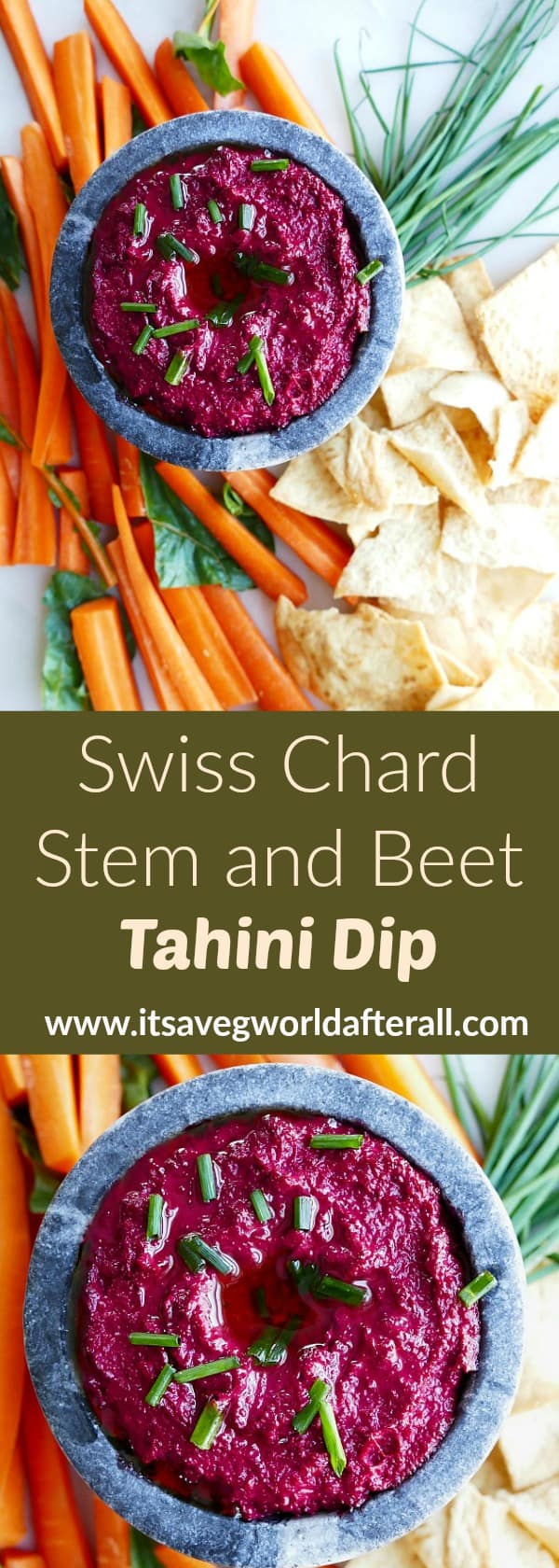 Swiss Chard Stem and Beet Tahini Dip - It's a Veg World After All®