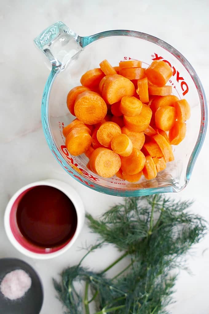 carrots, maple syrup, fresh dill