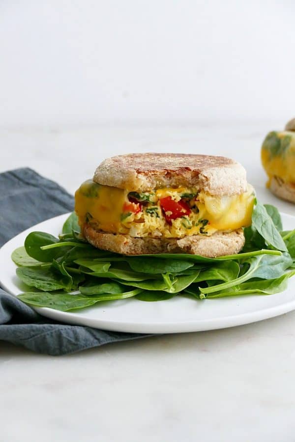Vegetarian Meal Prep Breakfast Sandwiches - It's a Veg World After All®