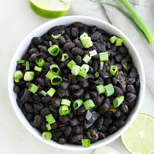 Slow Cooker Black Beans with Scallions - It's a Veg World After All®