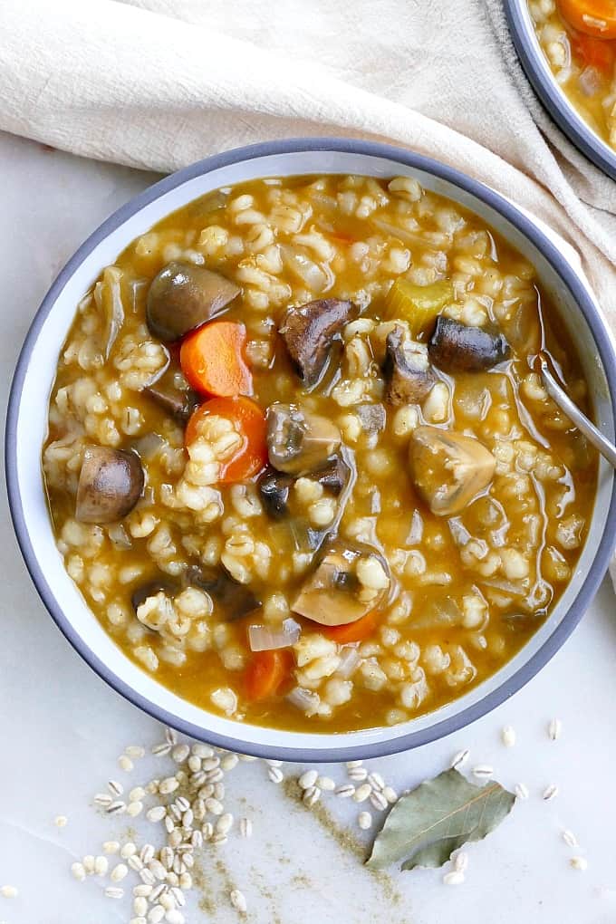 Vegan Roasted Garlic Mushroom and Barley Stew - Rabbit and Wolves