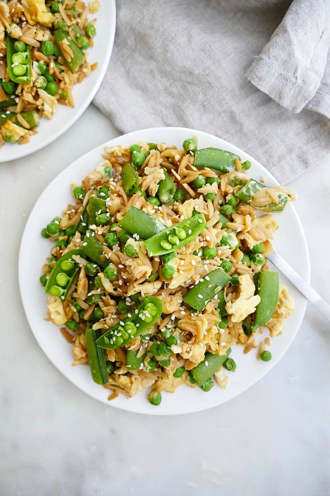 Spring Pea Orzo Fried Rice