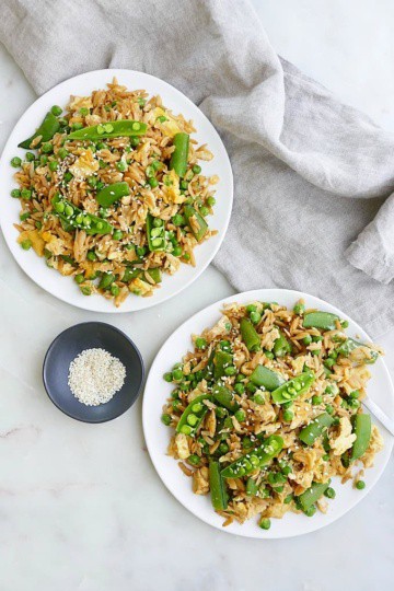 Spring Orzo Rice Spring Pea Orzo Fried Rice - It's a Veg World After All®