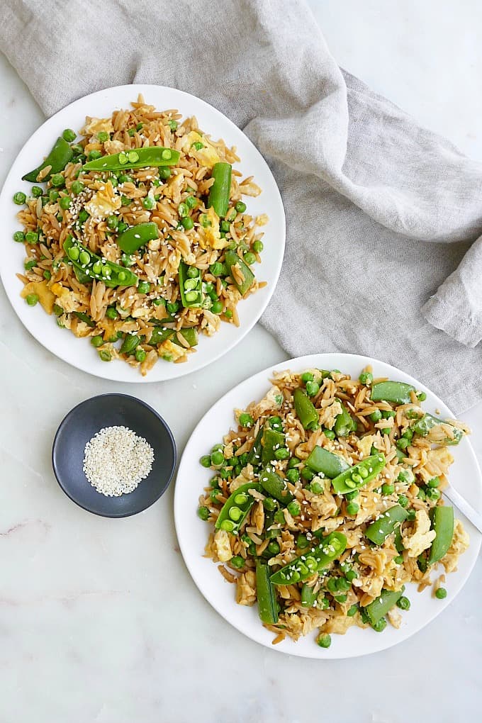 Spring Pea Orzo Fried Rice