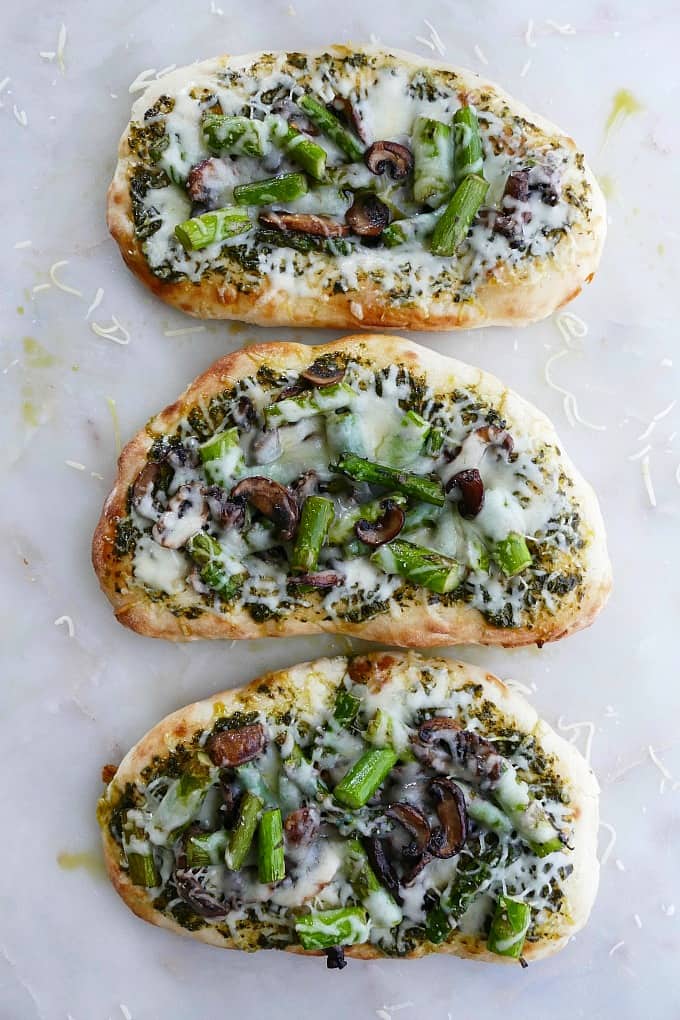 asparagus and mushroom naan bread pizza