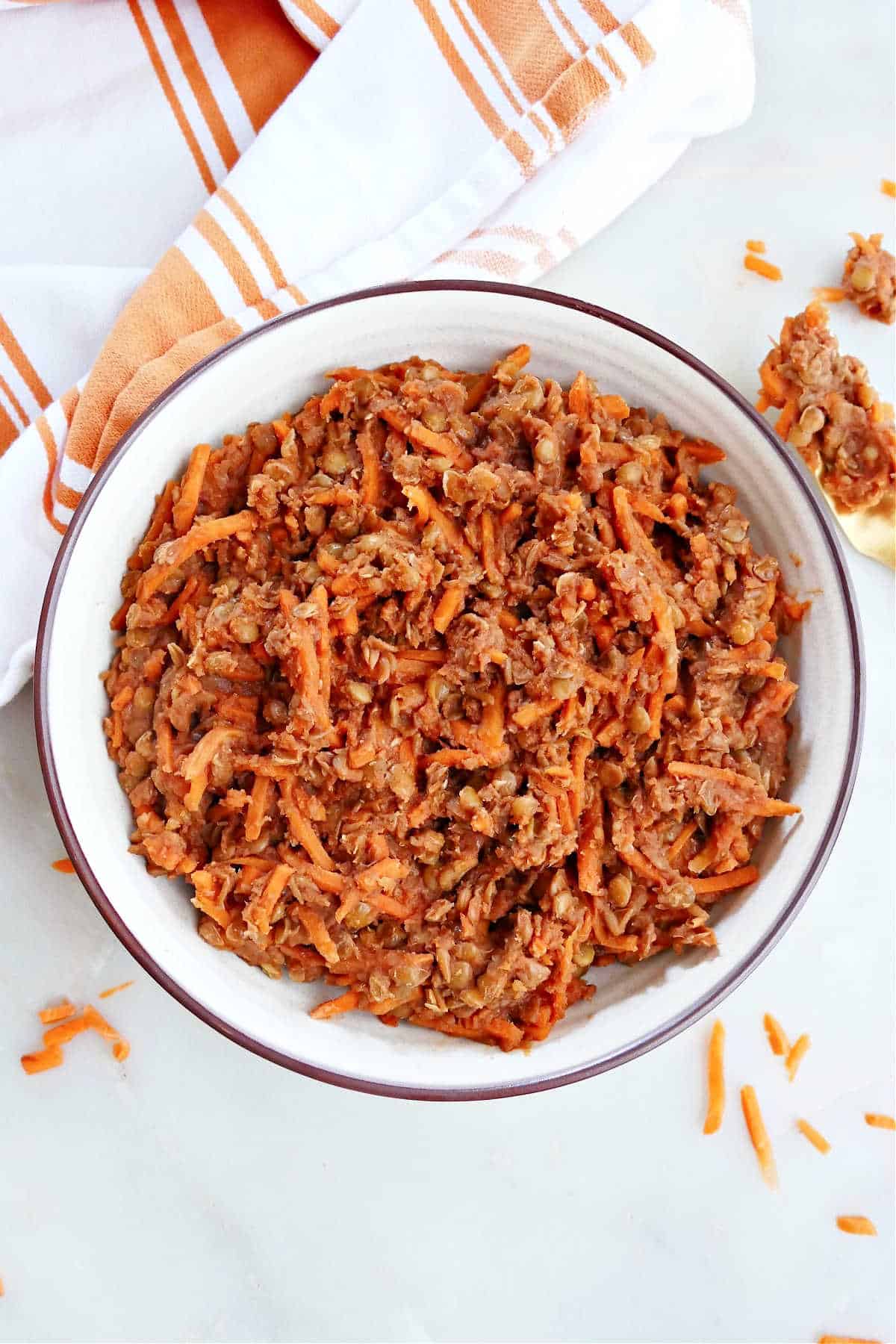 BBQ lentils with shredded carrots