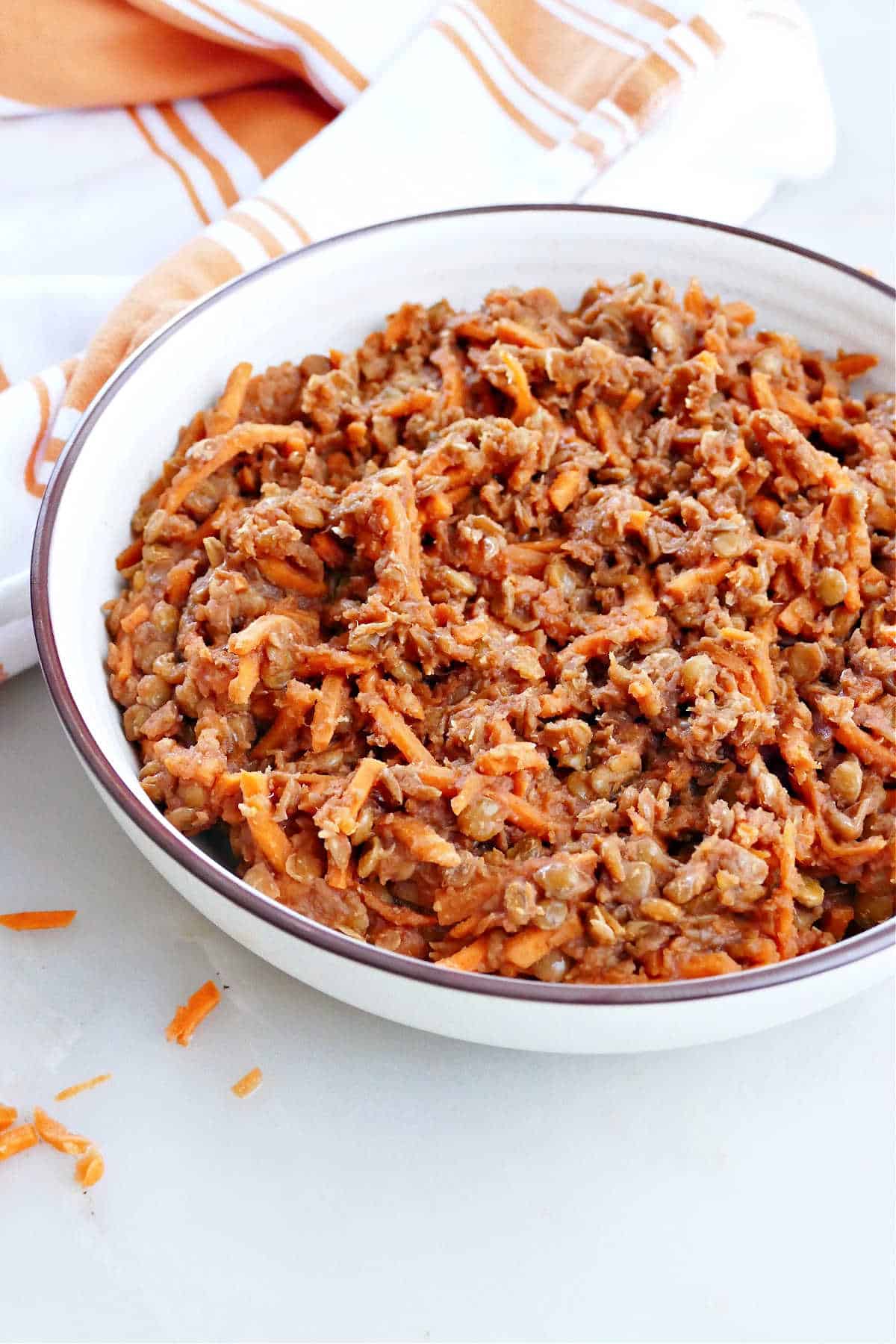 BBQ lentils with shredded carrots