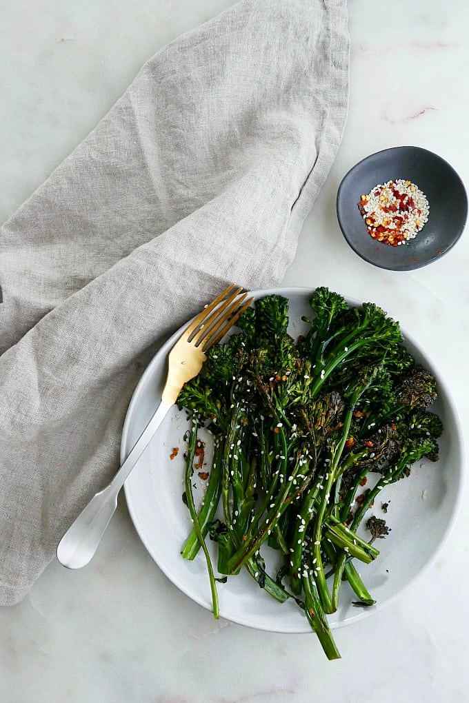 sauteed broccolini on a plate