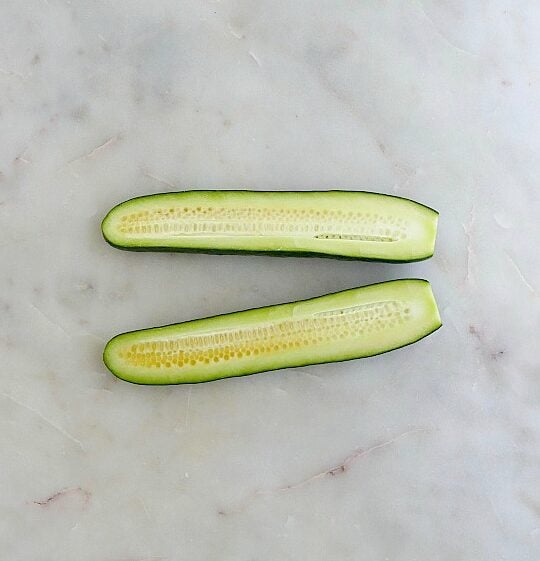cucumber sliced in half