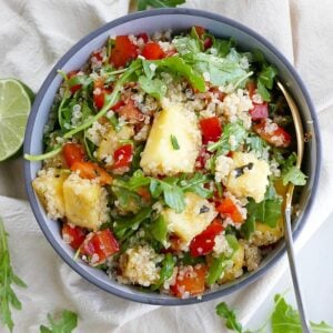 quinoa arugula salad with pineapple