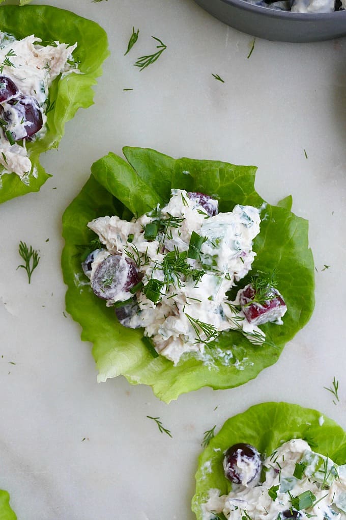 Vegetarian Lettuce Cups Stuffed with Greek Salad