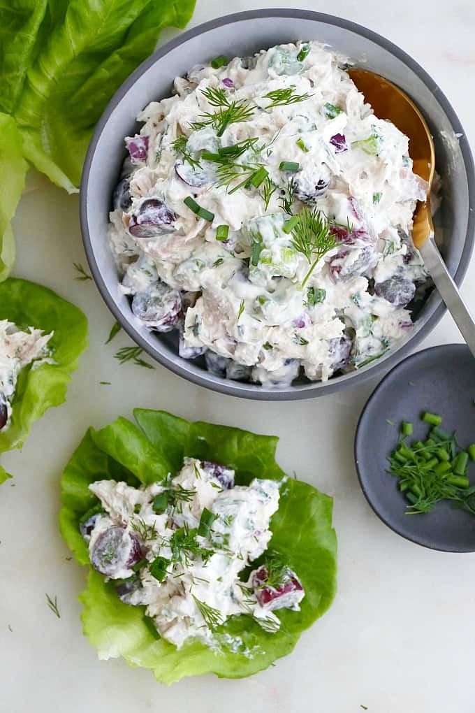 Vegetarian Lettuce Cups Stuffed with Greek Salad