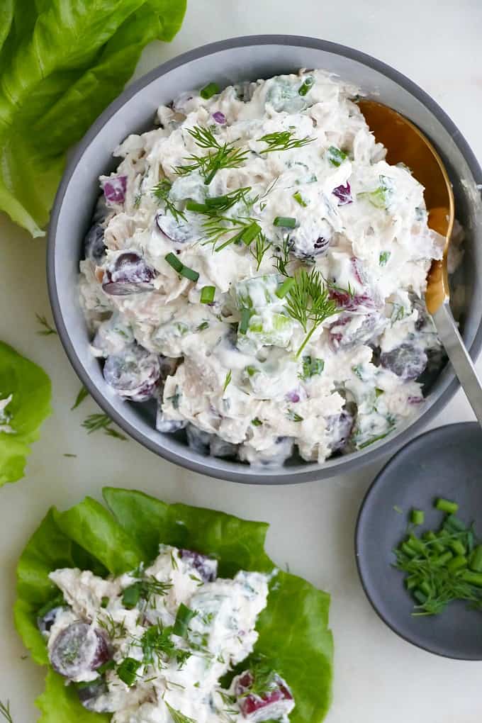 Rotisserie chicken salad lettuce cups. 