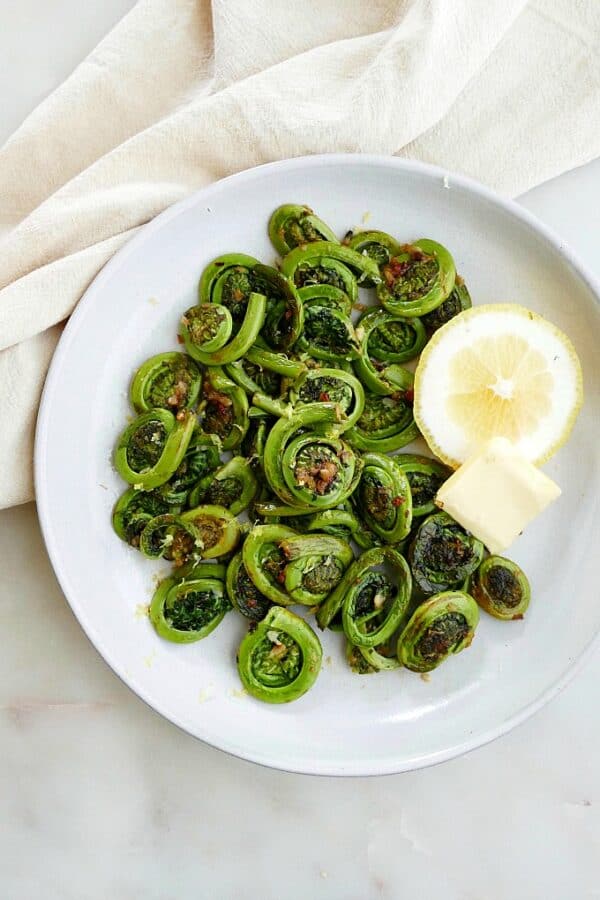 Sautéed Fiddleheads with Garlic Lemon Butter It's a Veg World After All®