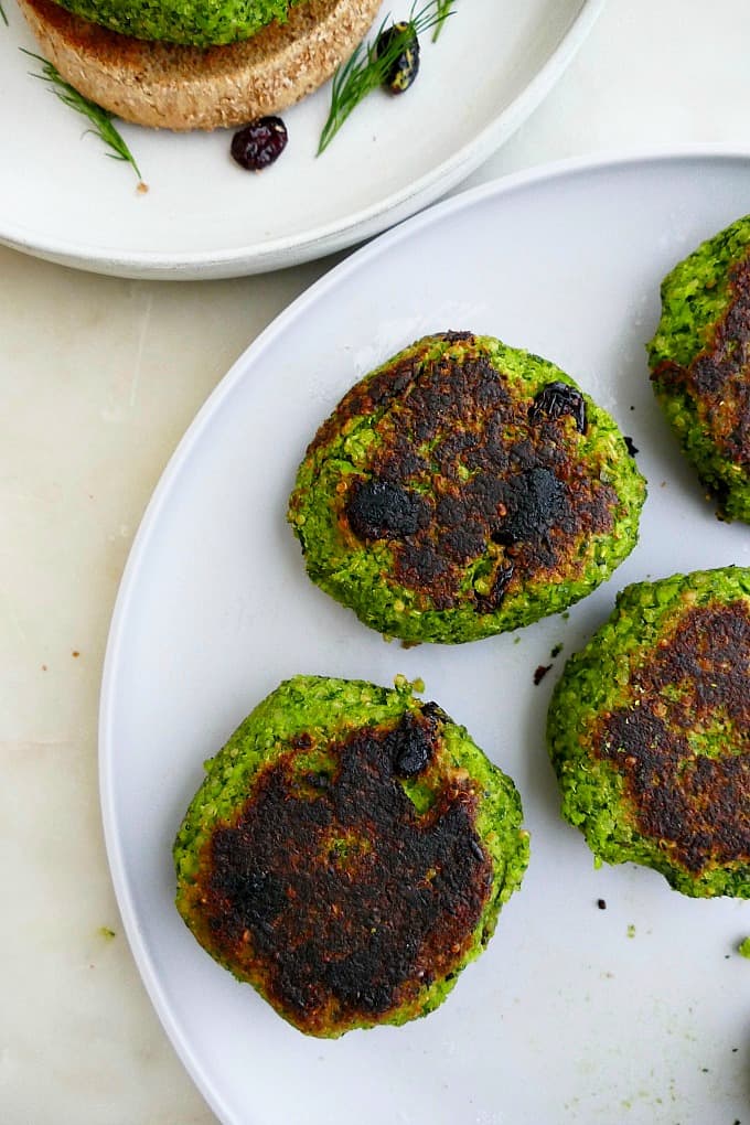 chard and edamame quinoa burgers cooked