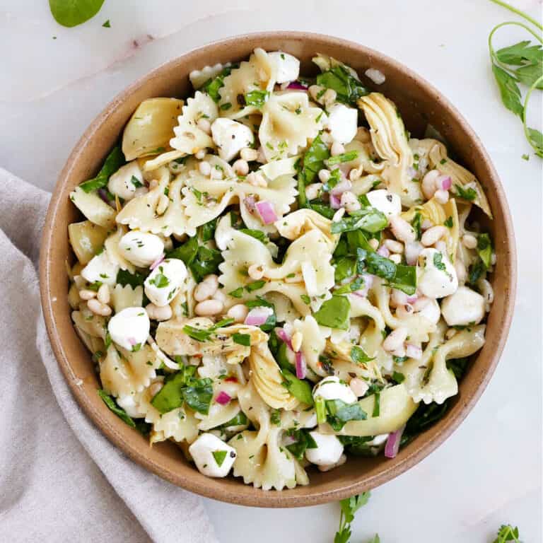 Pasta Salad with Artichokes and Spinach - It's a Veg World After All®