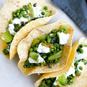 pea and bok choy tacos