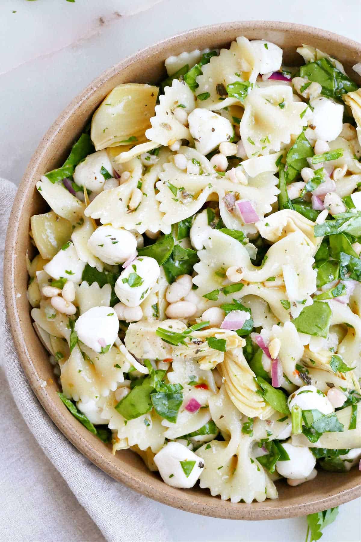 spinach artichoke pasta salad