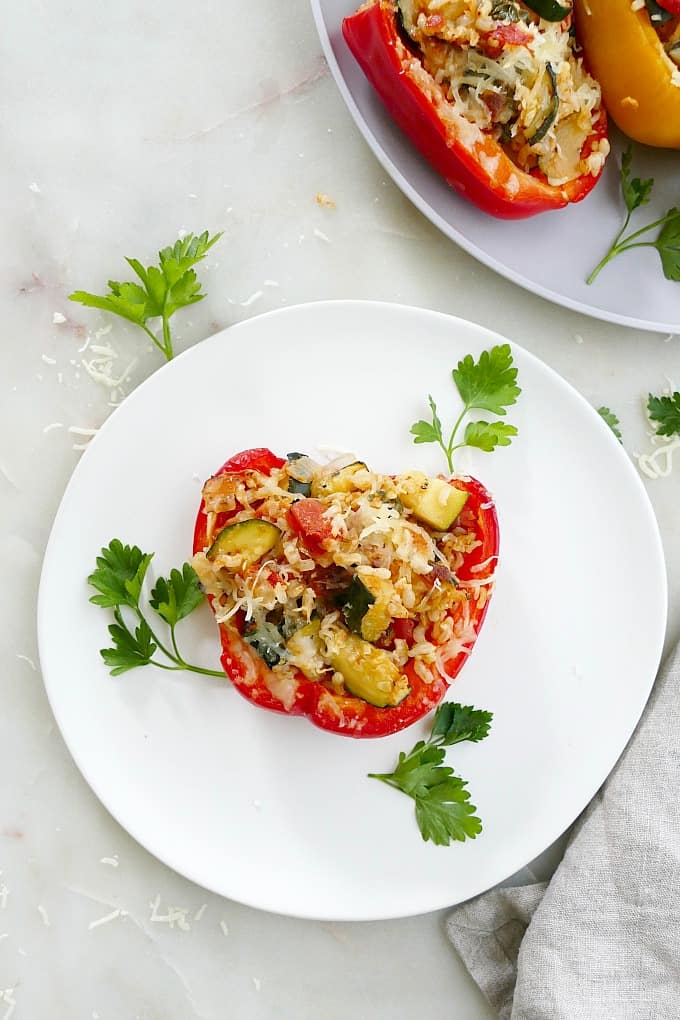 Vegetarian Italian Stuffed Peppers It S A Veg World After All